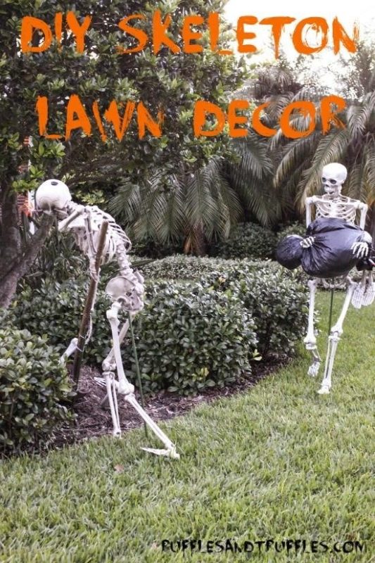diy skeleton lawn decor for halloween 555325